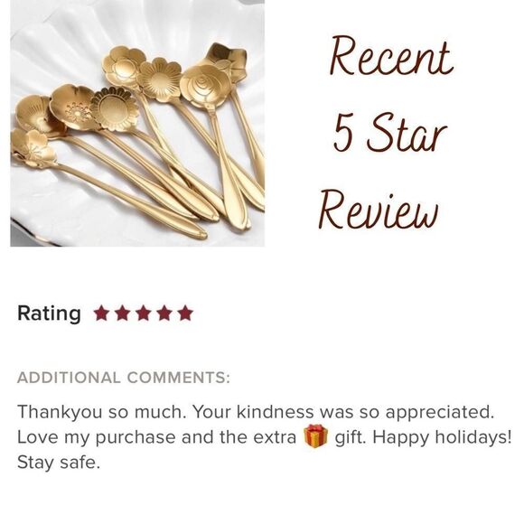 🎁 NEW 16 Piece Gift Set Stainless Steel Flower Spoon - Picture 6 of 7